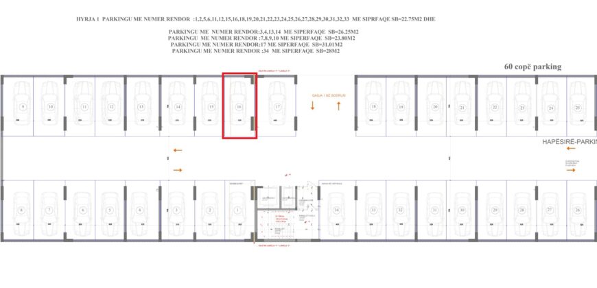 Parkingu Nr. 16 Blloku “B” Hyrja 1