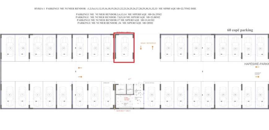 Parkingu Nr. 17 Blloku “B” Hyrja 1***E REZERVUAR