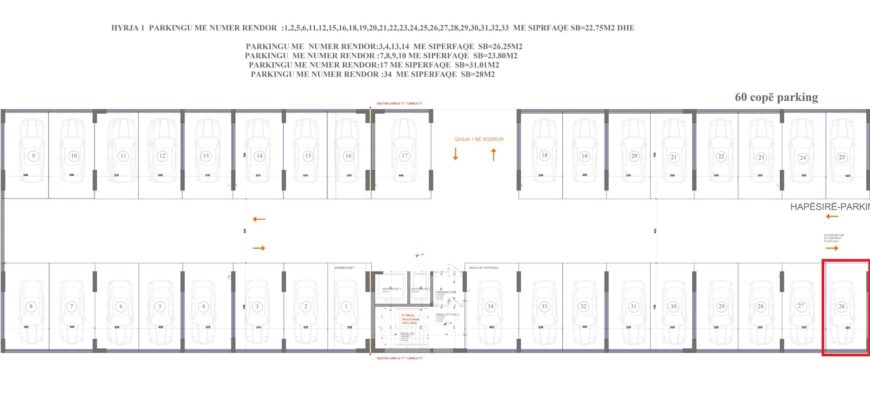 Parkingu Nr. 26 Blloku “B” Hyrja 1