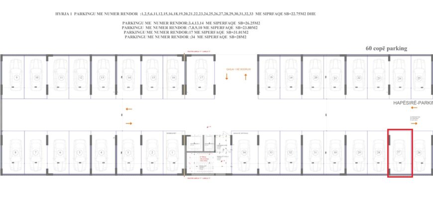 Parkingu Nr. 27 Blloku “B” Hyrja 1