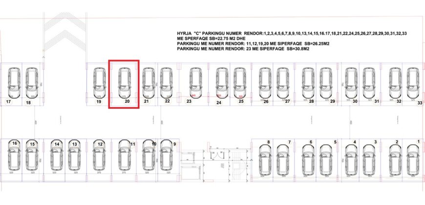 Parkingu Nr. 20 Blloku Hyrja C